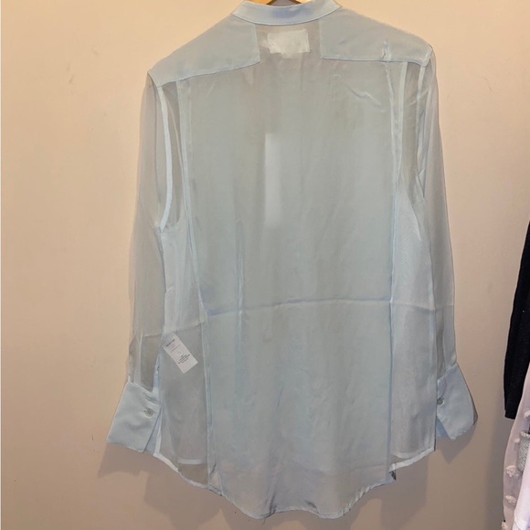 NWT 100% Silk Mint Green Button Down Blouse - Picture 2 of 4